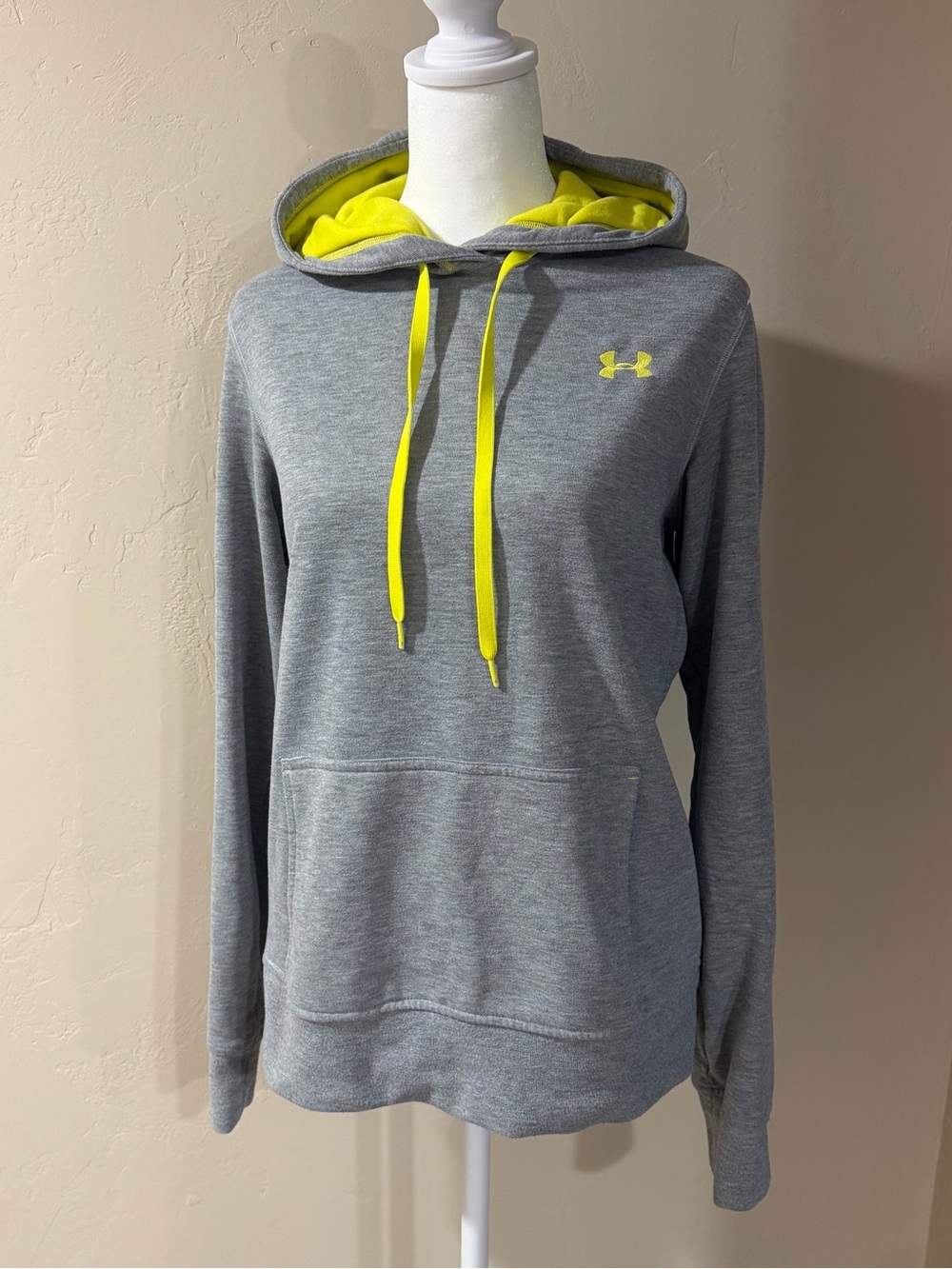 Under Armour Pullover Hoodie - Heather Grey & Neon Yellow